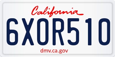 CA license plate 6XOR510