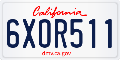 CA license plate 6XOR511