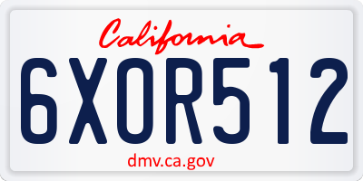 CA license plate 6XOR512