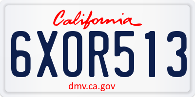 CA license plate 6XOR513