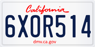 CA license plate 6XOR514
