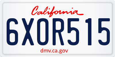 CA license plate 6XOR515