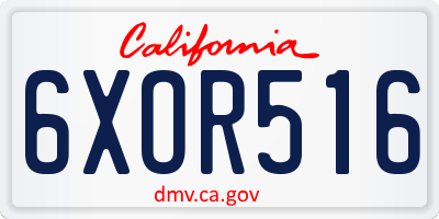 CA license plate 6XOR516