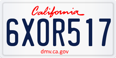 CA license plate 6XOR517
