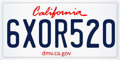 CA license plate 6XOR520