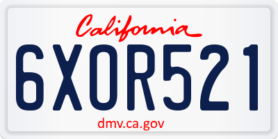CA license plate 6XOR521