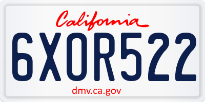 CA license plate 6XOR522