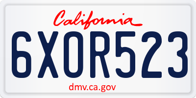 CA license plate 6XOR523