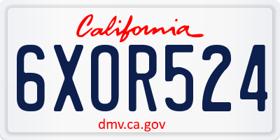 CA license plate 6XOR524