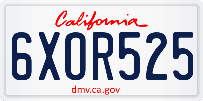 CA license plate 6XOR525
