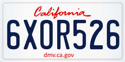 CA license plate 6XOR526