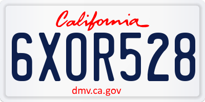 CA license plate 6XOR528