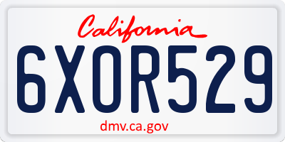 CA license plate 6XOR529
