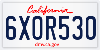 CA license plate 6XOR530