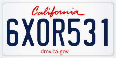 CA license plate 6XOR531