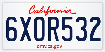 CA license plate 6XOR532