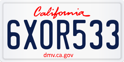 CA license plate 6XOR533