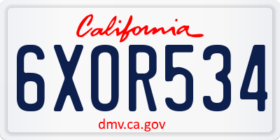 CA license plate 6XOR534