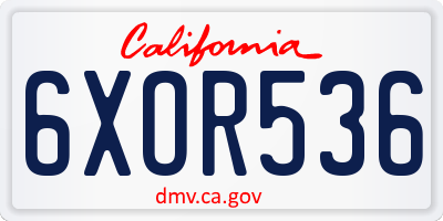 CA license plate 6XOR536
