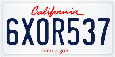 CA license plate 6XOR537
