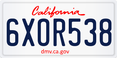 CA license plate 6XOR538