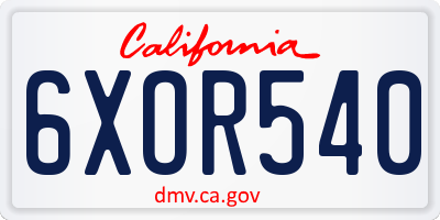 CA license plate 6XOR540