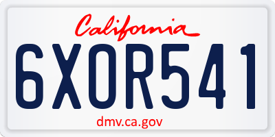 CA license plate 6XOR541