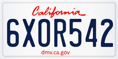 CA license plate 6XOR542