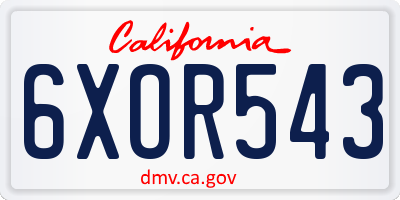 CA license plate 6XOR543