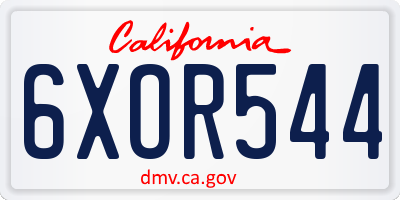 CA license plate 6XOR544