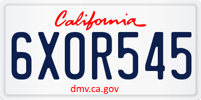 CA license plate 6XOR545