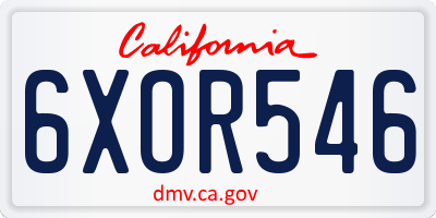 CA license plate 6XOR546