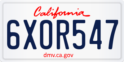 CA license plate 6XOR547