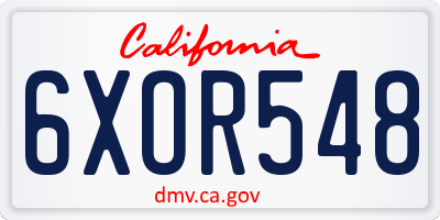 CA license plate 6XOR548