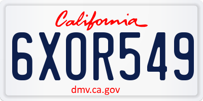 CA license plate 6XOR549