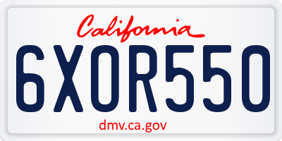 CA license plate 6XOR550