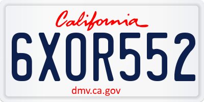 CA license plate 6XOR552