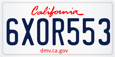 CA license plate 6XOR553