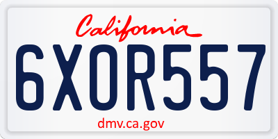CA license plate 6XOR557