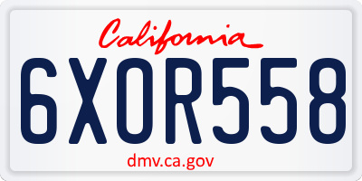 CA license plate 6XOR558