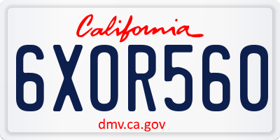 CA license plate 6XOR560