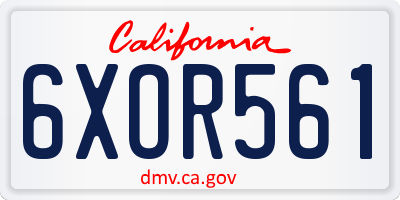 CA license plate 6XOR561