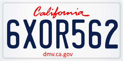 CA license plate 6XOR562