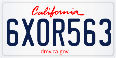 CA license plate 6XOR563