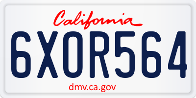 CA license plate 6XOR564