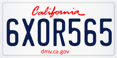 CA license plate 6XOR565