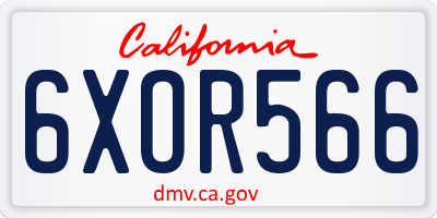 CA license plate 6XOR566