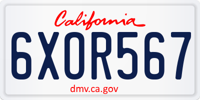 CA license plate 6XOR567