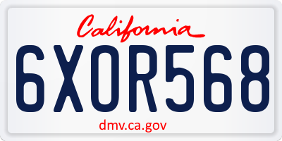 CA license plate 6XOR568