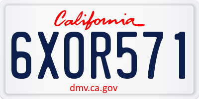 CA license plate 6XOR571